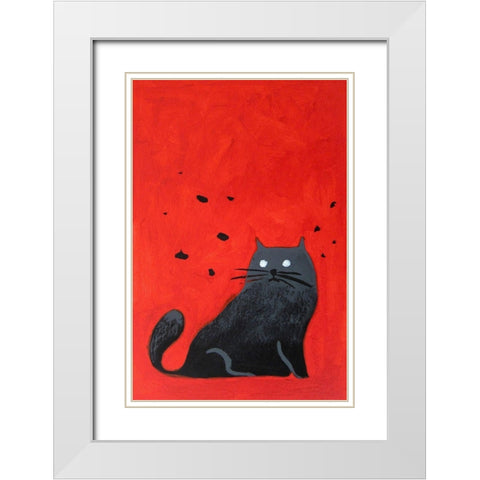 Stray Black Cat White Modern Wood Framed Art Print with Double Matting by Filiuta, Robert