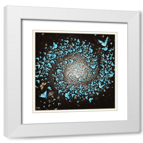 Butterfly Galaxy White Modern Wood Framed Art Print with Double Matting by Flores, Paula Belle