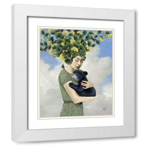 You Are Safe - Bear White Modern Wood Framed Art Print with Double Matting by Flores, Paula Belle