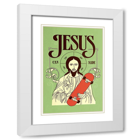 Jesus Can Slide White Modern Wood Framed Art Print with Double Matting by Farkas, Robert