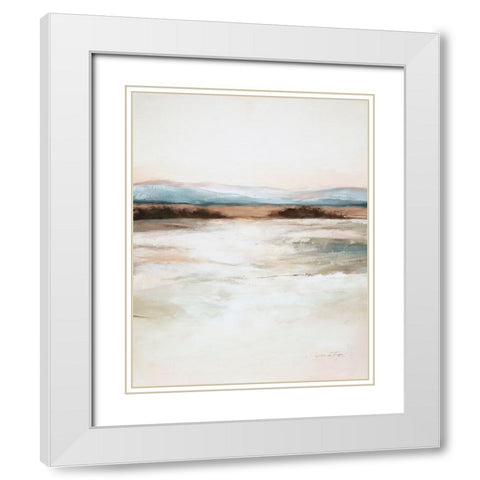 Distant Blues White Modern Wood Framed Art Print with Double Matting by Fox, Rebecca