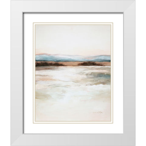 Distant Blues White Modern Wood Framed Art Print with Double Matting by Fox, Rebecca