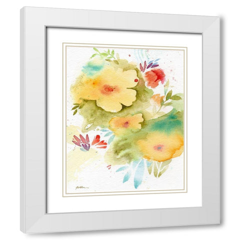 Fiesta Flowers White Modern Wood Framed Art Print with Double Matting by Golden, Sheila