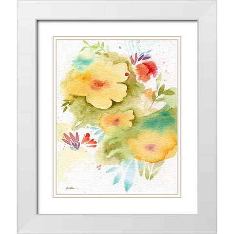 Fiesta Flowers White Modern Wood Framed Art Print with Double Matting by Golden, Sheila