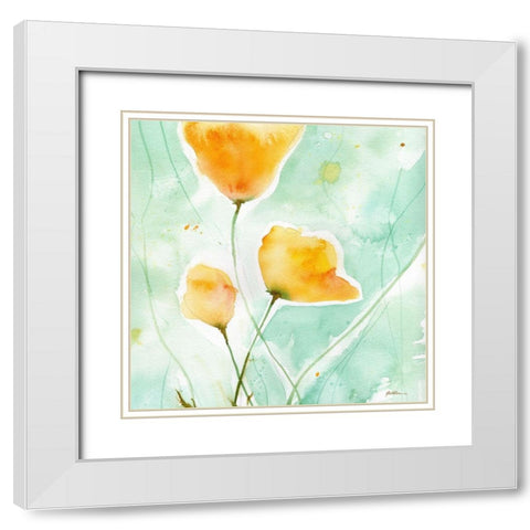 Precious Poppies White Modern Wood Framed Art Print with Double Matting by Golden, Sheila