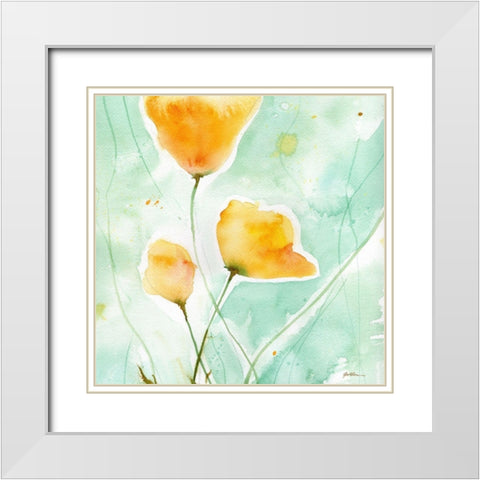 Precious Poppies White Modern Wood Framed Art Print with Double Matting by Golden, Sheila