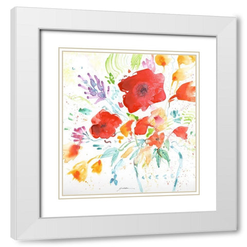 Bright Bouquet White Modern Wood Framed Art Print with Double Matting by Golden, Sheila