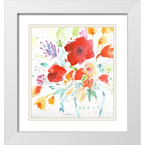 Bright Bouquet White Modern Wood Framed Art Print with Double Matting by Golden, Sheila