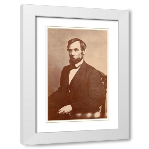 Abraham Lincoln, 1861 White Modern Wood Framed Art Print with Double Matting by Gardner, Alexander