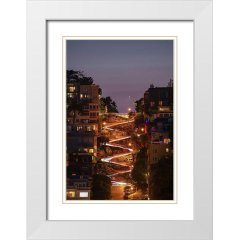 Lombard Street 2 White Modern Wood Framed Art Print with Double Matting by Getty, Bruce