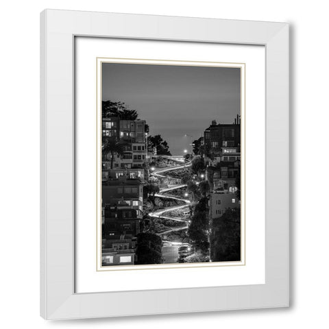 Lombard Street BW White Modern Wood Framed Art Print with Double Matting by Getty, Bruce