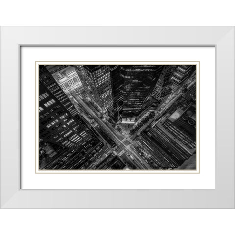 New York City Looking Down White Modern Wood Framed Art Print with Double Matting by Getty, Bruce