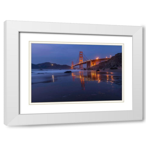 Reflection Marshall Beach White Modern Wood Framed Art Print with Double Matting by Getty, Bruce