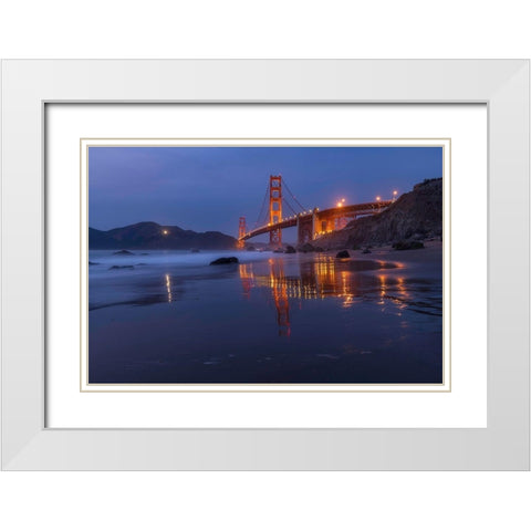 Reflection Marshall Beach White Modern Wood Framed Art Print with Double Matting by Getty, Bruce