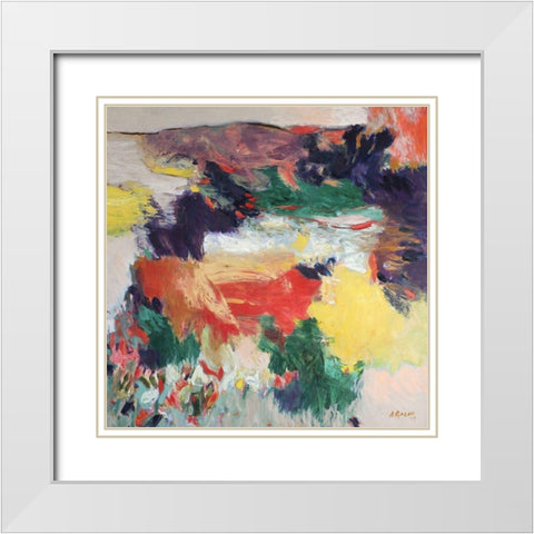 Coral Hills White Modern Wood Framed Art Print with Double Matting by Gocan, Simona