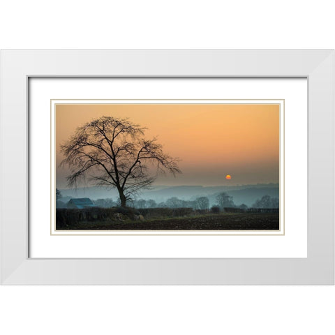 Morning Sun White Modern Wood Framed Art Print with Double Matting by Goncalves, Adelino