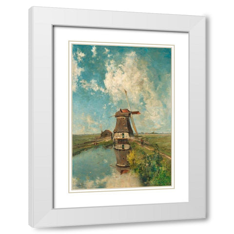 A Windmill on a Polder Waterway, c. 1889 White Modern Wood Framed Art Print with Double Matting by Gabriel, Paul Joseph Constantin