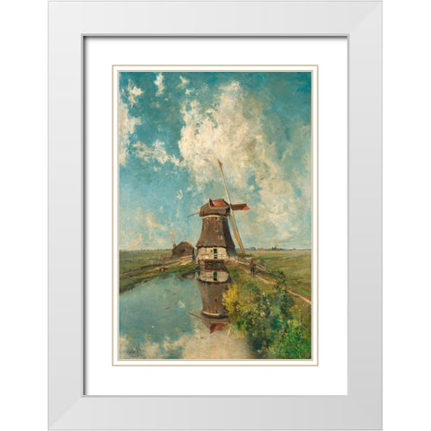 A Windmill on a Polder Waterway, c. 1889 White Modern Wood Framed Art Print with Double Matting by Gabriel, Paul Joseph Constantin