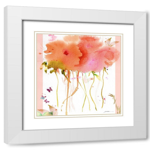 Butterfly Blossoming White Modern Wood Framed Art Print with Double Matting by Golden, Sheila