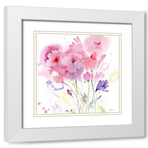 Blush Garden White Modern Wood Framed Art Print with Double Matting by Golden, Sheila