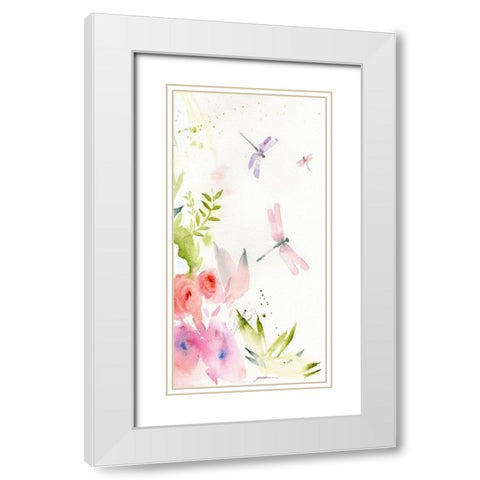 Flight of the Dragonfly #2 White Modern Wood Framed Art Print with Double Matting by Golden, Sheila