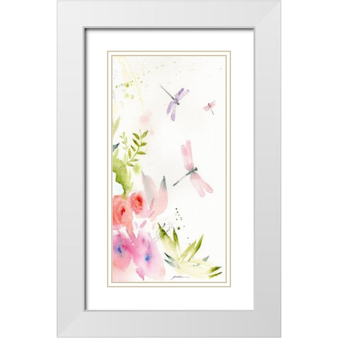 Flight of the Dragonfly #2 White Modern Wood Framed Art Print with Double Matting by Golden, Sheila