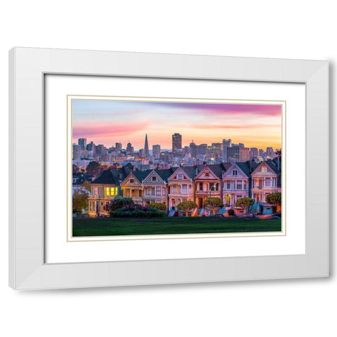 Dawn Painting White Modern Wood Framed Art Print with Double Matting by Gordon, Dave