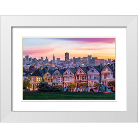 Dawn Painting White Modern Wood Framed Art Print with Double Matting by Gordon, Dave