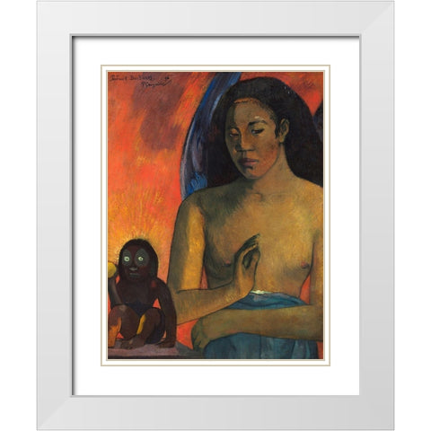Barbarian Poems, 1896 White Modern Wood Framed Art Print with Double Matting by Gauguin, Paul