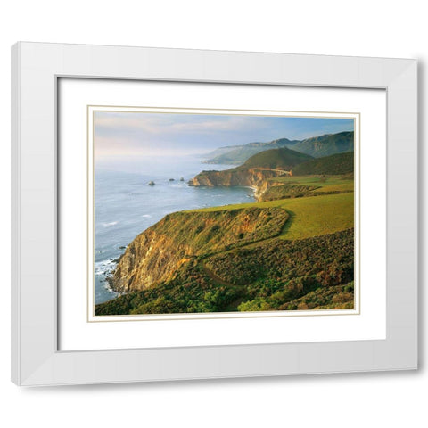 Bixby Bridge White Modern Wood Framed Art Print with Double Matting by Gavrilis, John