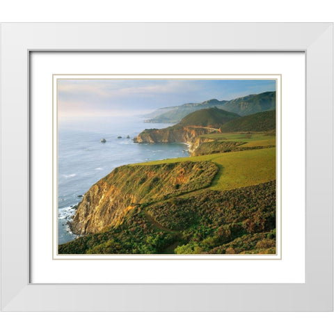 Bixby Bridge White Modern Wood Framed Art Print with Double Matting by Gavrilis, John