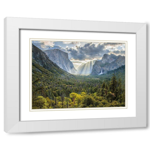 Tunnel View Sun Rays White Modern Wood Framed Art Print with Double Matting by Gavrilis, John