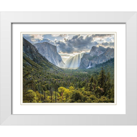 Tunnel View Sun Rays White Modern Wood Framed Art Print with Double Matting by Gavrilis, John