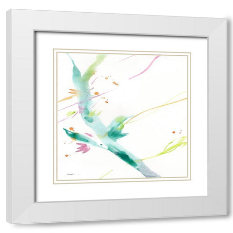Leaves Of Teal White Modern Wood Framed Art Print with Double Matting by Golden, Sheila