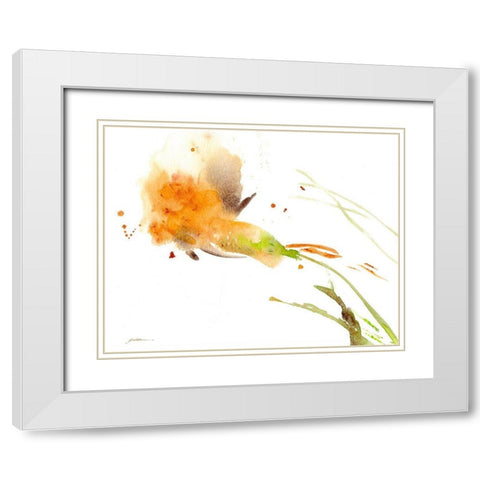 Ochre Opening White Modern Wood Framed Art Print with Double Matting by Golden, Sheila