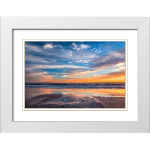 Cloud Reflections Twin Lakes Beach White Modern Wood Framed Art Print with Double Matting by Gavrilis, John