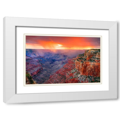 Monsoon Sunset White Modern Wood Framed Art Print with Double Matting by Gavrilis, John