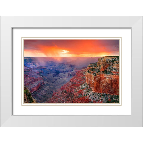 Monsoon Sunset White Modern Wood Framed Art Print with Double Matting by Gavrilis, John