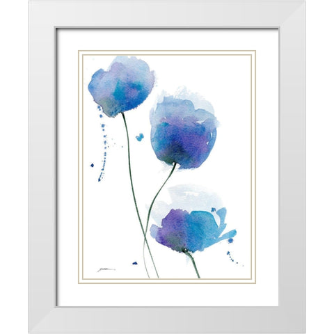 Periwinkle Blue White Modern Wood Framed Art Print with Double Matting by Golden, Sheila