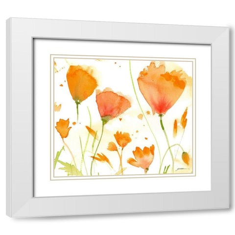 Poppy Moment White Modern Wood Framed Art Print with Double Matting by Golden, Sheila