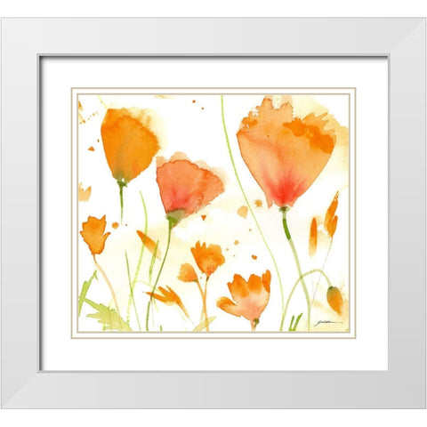 Poppy Moment White Modern Wood Framed Art Print with Double Matting by Golden, Sheila