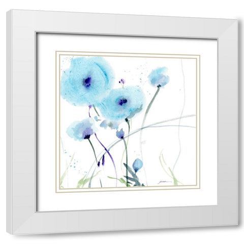 Blues White Modern Wood Framed Art Print with Double Matting by Golden, Sheila