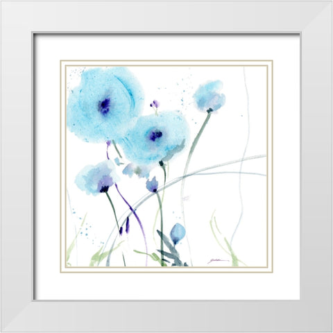 Blues White Modern Wood Framed Art Print with Double Matting by Golden, Sheila