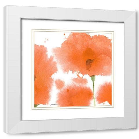 Red Orange Poppies White Modern Wood Framed Art Print with Double Matting by Golden, Sheila