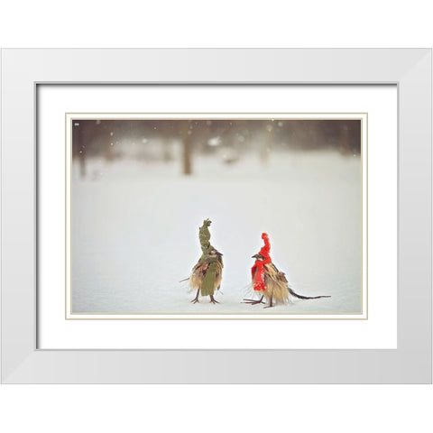 Weathered Feathered Friends White Modern Wood Framed Art Print with Double Matting by Grippo-Pike, Carrie Ann