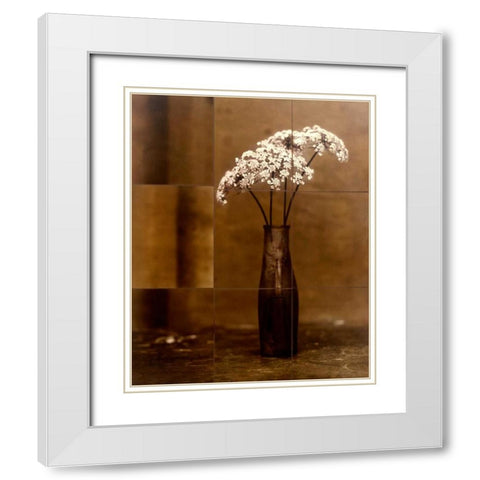 Night Flower White Modern Wood Framed Art Print with Double Matting by Gauthier, Jan