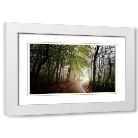 The Fence White Modern Wood Framed Art Print with Double Matting by Goncalves, Adelino