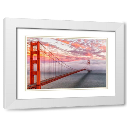Evening Commute White Modern Wood Framed Art Print with Double Matting by Gordon, Dave