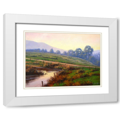 Afternoon Glow White Modern Wood Framed Art Print with Double Matting by Gercken, Graham