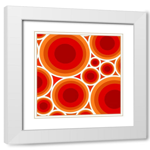 Circles 1 White Modern Wood Framed Art Print with Double Matting by GraphINC